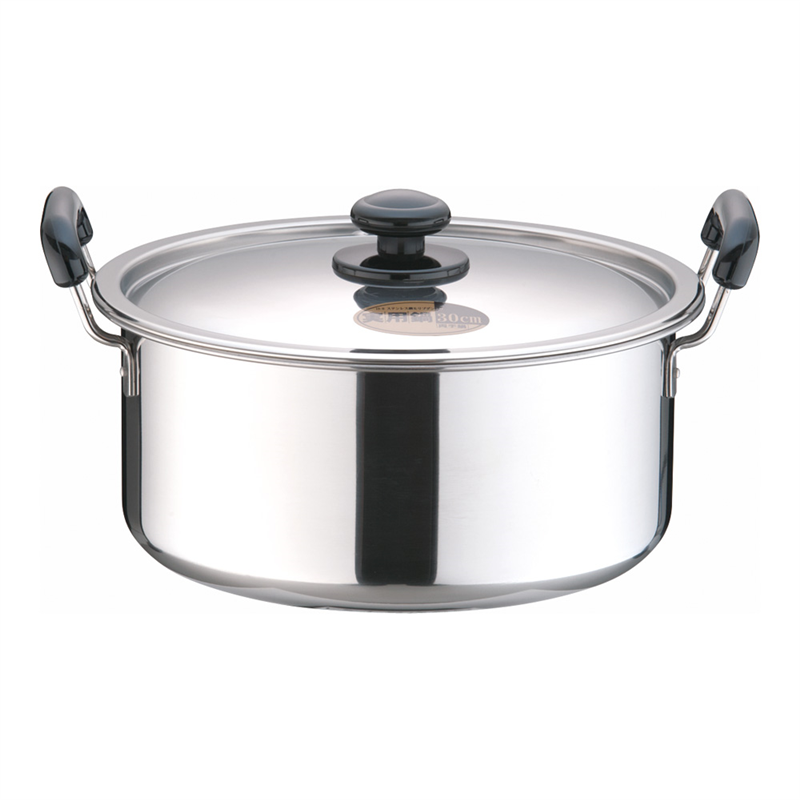 SAステンレス プラ柄 厚板実用鍋 30cm 1袋(ご注文単位1袋)【直送品】