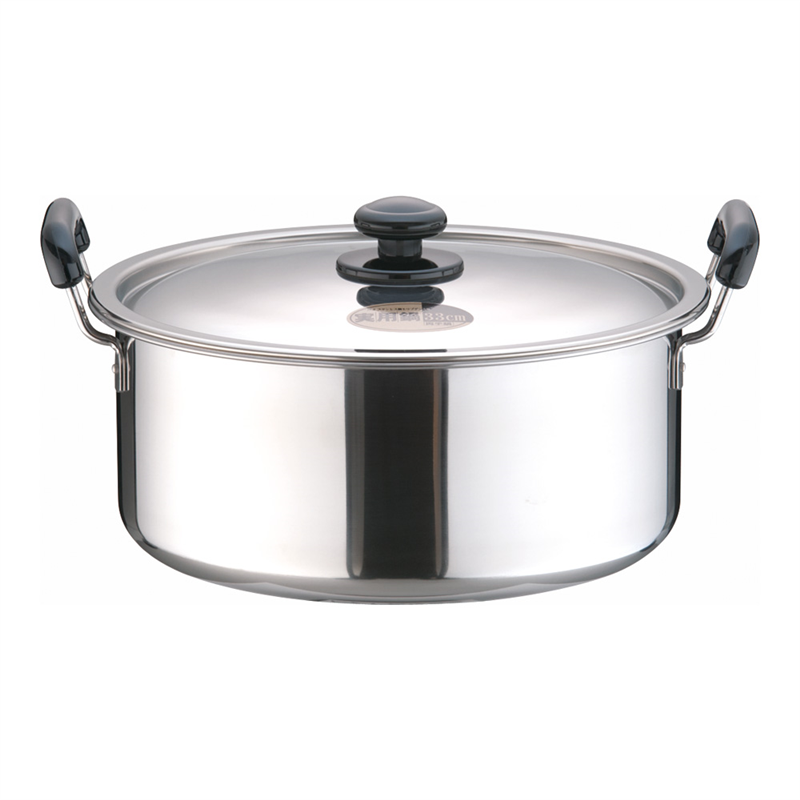 SAステンレス プラ柄 厚板実用鍋 33cm 1袋(ご注文単位1袋)【直送品】