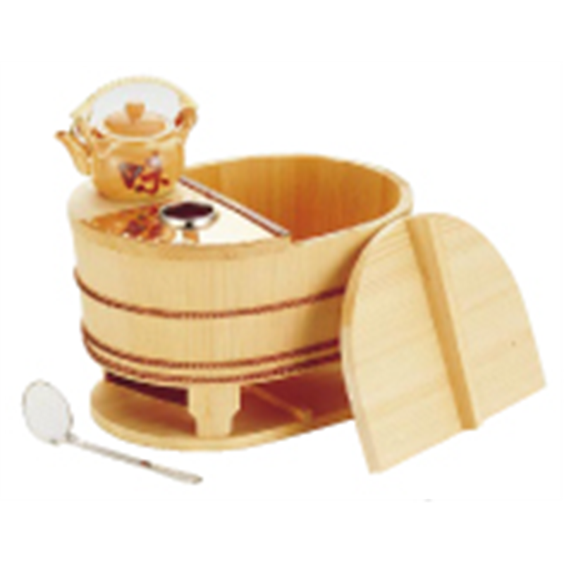 サワラ小判型湯ドーフセット(炭用) US-1023 3人用 1箱(ご注文単位1箱)【直送品】