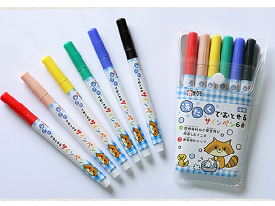 サクラクレパス 洗たくでおとせるサインペン6色セット MK-S6 1セット