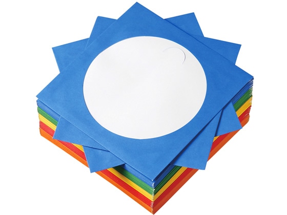 サンワサプライ DVD・CDペーパースリーブケース(ミックスカラー) 100枚入 1パック（ご注文単位1パック)【直送品】