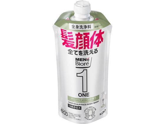 KAO メンズビオレ 1 ONE 全身洗浄料ハーバルグリーン詰替340ml 1個(ご注文単位1個)【直送品】