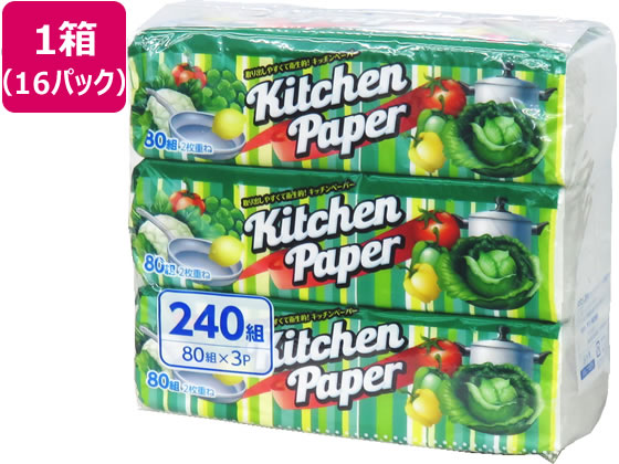 アスト わたし百科キッチンペーパー 80組 3個×16パック 1箱(ご注文単位1箱)【直送品】