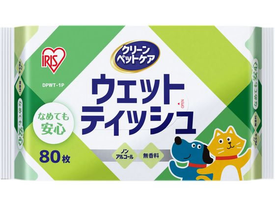 アイリスオーヤマ ペット用ウェットティッシュ 80枚 DPWT-1P 1個(ご注文単位1個)【直送品】