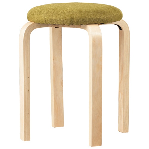 アスト 木製ラウンドスツール クッション付 グリーン 1脚（ご注文単位1