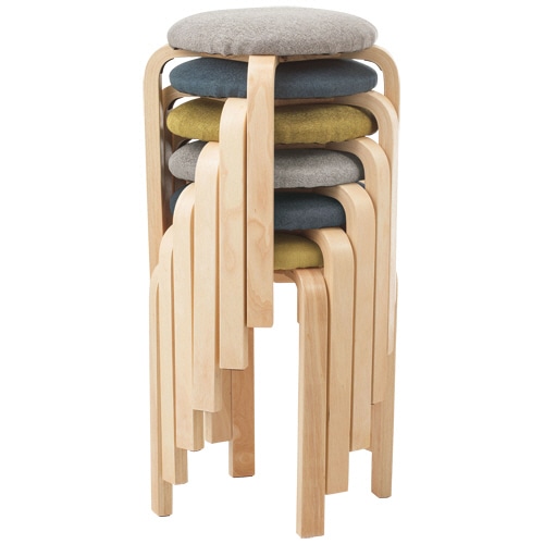 アスト 木製ラウンドスツール クッション付 グリーン 1脚（ご注文単位1