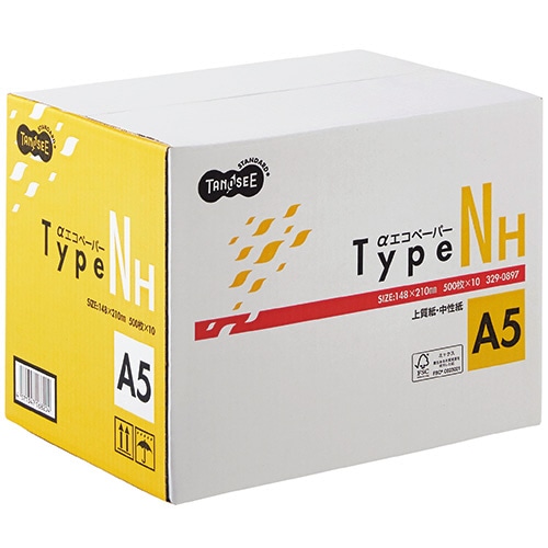 TANOSEE αエコペーパー タイプNH A5 500枚 10冊/箱(ご注文単位1箱)【直送品】