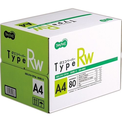 TANOSEE αエコペーパー タイプRW A4 500枚 5冊/箱（ご注文単位1箱）【直送品】
