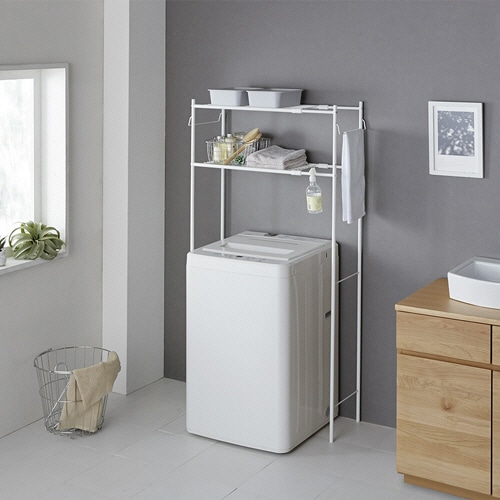 平安伸銅工業 洗濯機ラック タオル掛け付き マットホワイト HSR-1WH 1