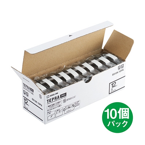 KING JIM SS12K-10PN 20個(2箱) PROテープカートリッジ 白ラベル SS12K | PROテープカートリッジ