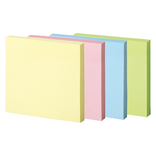 TANOSEE 強粘着ふせん 75×75mm パステルカラー・4色 10冊/袋（ご