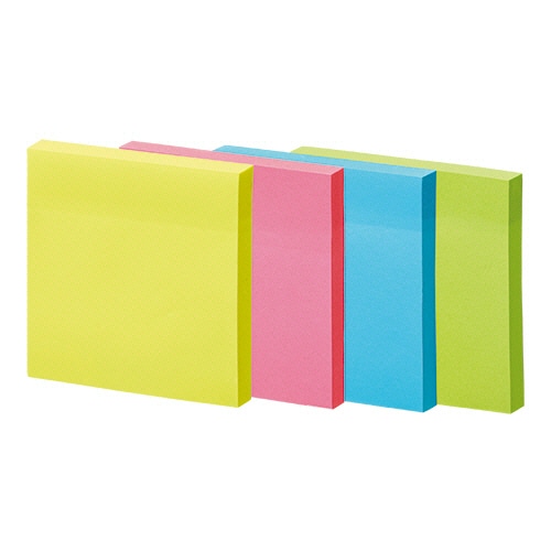 TANOSEE 強粘着ふせん 75×75mm ビビッドカラー・4色 30冊/箱(ご注文単位1箱)【直送品】