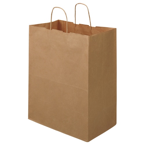 TANOSEE 紙手提袋 丸紐 マチ広・大 ヨコ350×タテ440×マチ幅210mm 茶無地 50枚/袋（ご注文単位1袋）【直送品】