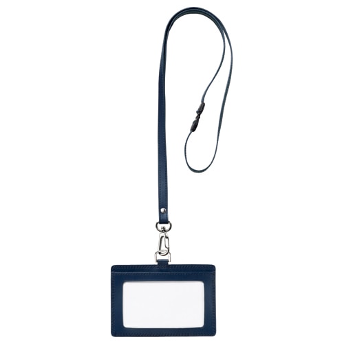 フロント 本革製ネームカードホルダー ヨコ型 ストラップ付