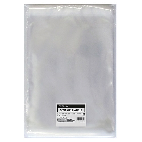今村紙工 CPP袋 ガゼットA4ビック フタ・テープ付 250×(20+20)×320+60mm 0.04mm厚 GCPP-A4 1000枚/箱(ご注文単位1箱)【直送品】