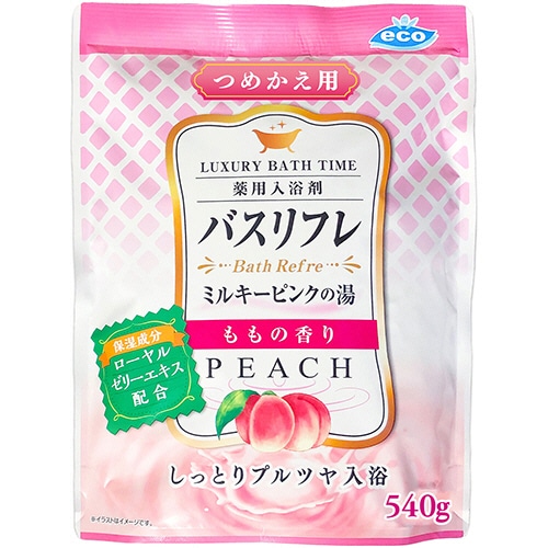 ライオンケミカル 薬用入浴剤バスリフレ ミルキーピンクの湯 ももの香り つめかえ用 540g 1パック（ご注文単位1パック）【直送品】