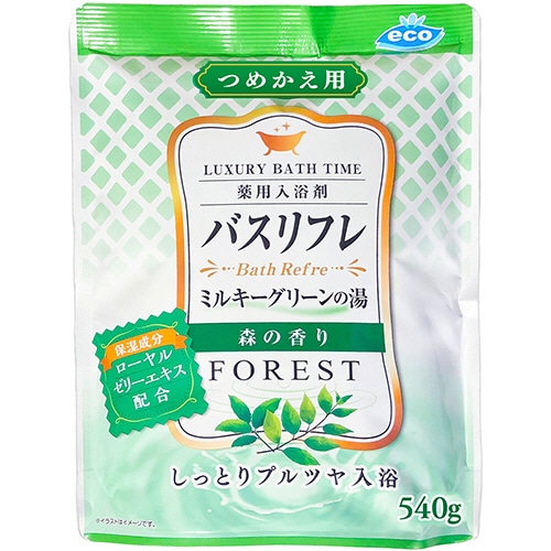 ライオンケミカル 薬用入浴剤バスリフレ ミルキーグリーンの湯 森の香り つめかえ用 540g 1パック（ご注文単位1パック）【直送品】