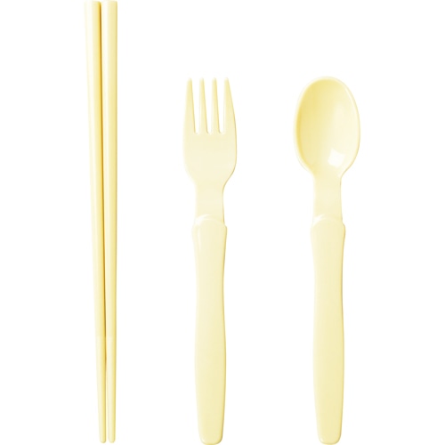 小森樹脂 箸・スプーン・フォークセット ナチュラル 1セット(ご注文単位1セット)【直送品】