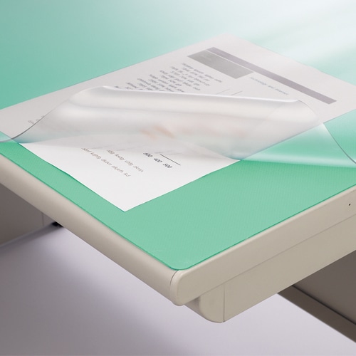 TANOSEE再生透明オレフィンデスクマット ダブル（下敷付） 1390×690mm ライトブルー 1セット（5枚） TANOSEE再生透明オレフィンデスクマット ダブル（下敷付） 1190×690mm