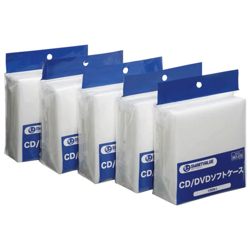 スマートバリュー 不織布CD・DVDケース 箱入 A415J-5 500枚/箱(ご注文単位1箱)【直送品】