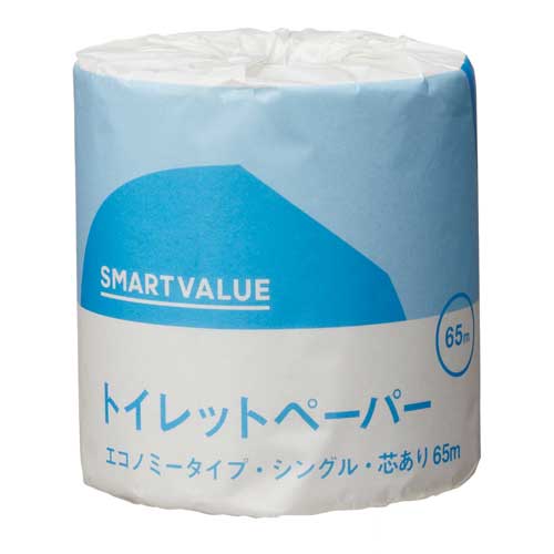 （まとめ）TANOSEE リサイクルトイレットペーパー シングル 芯あり 90m 1パック（8ロール）〔×20セット〕