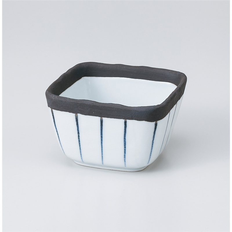 古林陶器 組鉢 いぶし黒十草角3.6小鉢 907540747 1個（ご注文単位1個）【直送品】