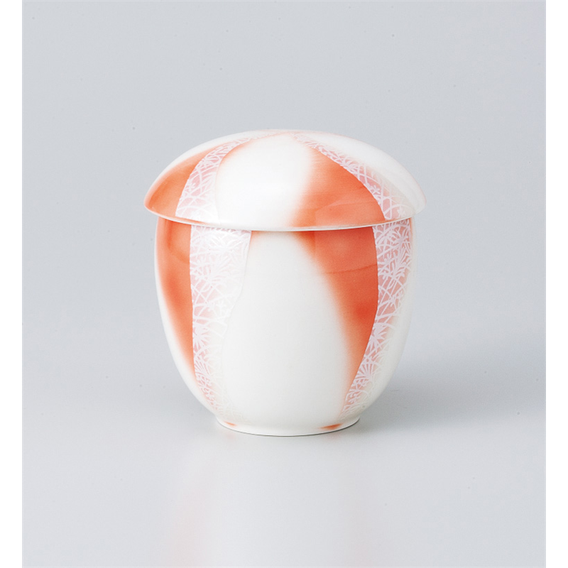 古林陶器 蒸椀 銀彩オレンジ吹捻りむし碗 大 816240135 1個(ご注文単位1個)【直送品】