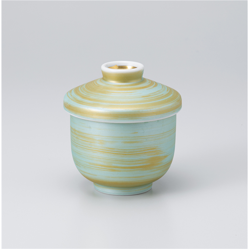 古林陶器 蒸椀 緑巻金彩刷毛 むし碗 1117410151 1個(ご注文単位1個)【直送品】