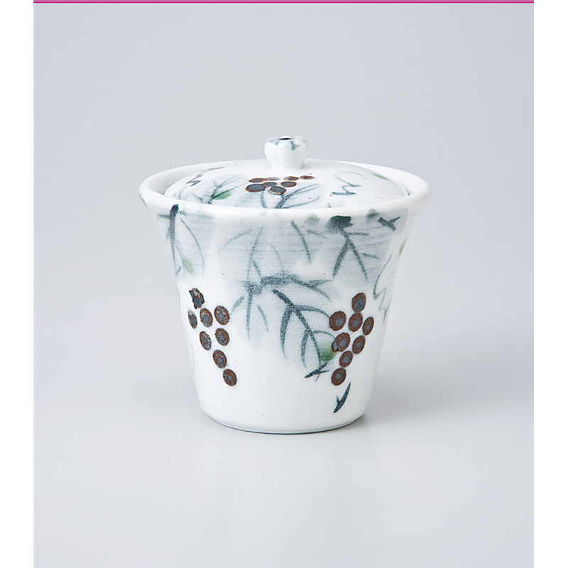 古林陶器 蒸椀 白志野ぶどう蓋物 716110430 1個(ご注文単位1個)【直送品】