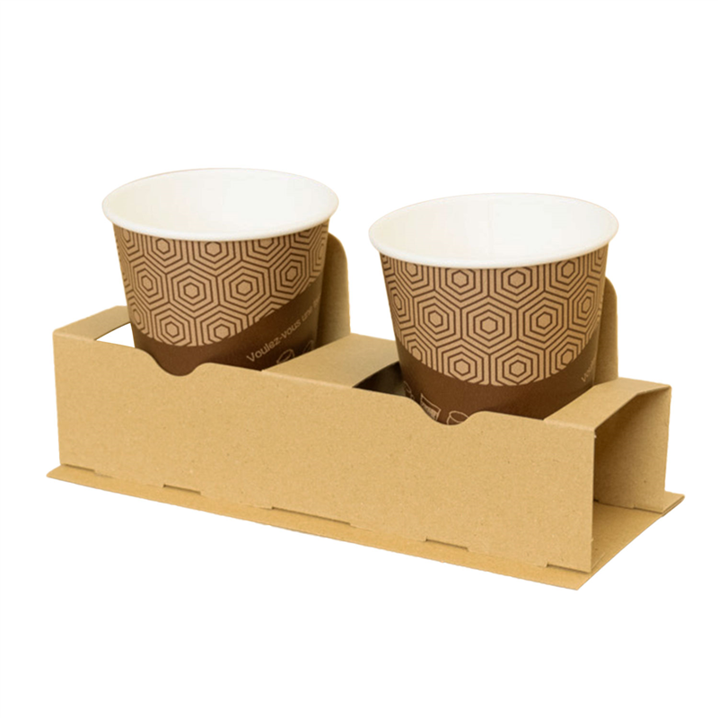 カップホルダー 2個用 切り離し可 茶 500枚入 1セット(ご注文単位1セット)【直送品】