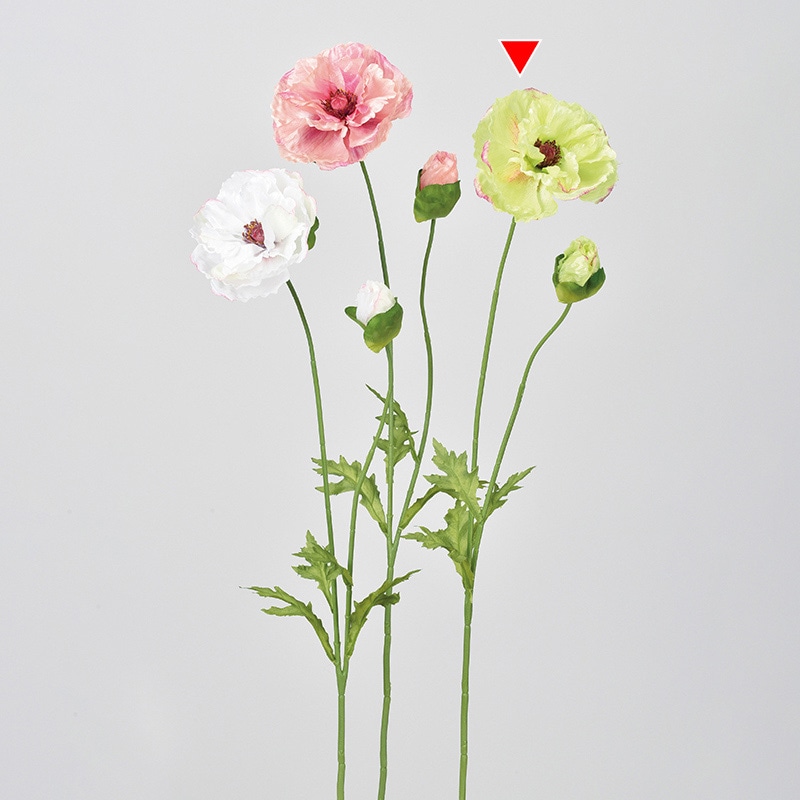 アスカ商会 造花 A-34351 ポピー×1 つぼみ×1 #001P ホワイトピンク 1本