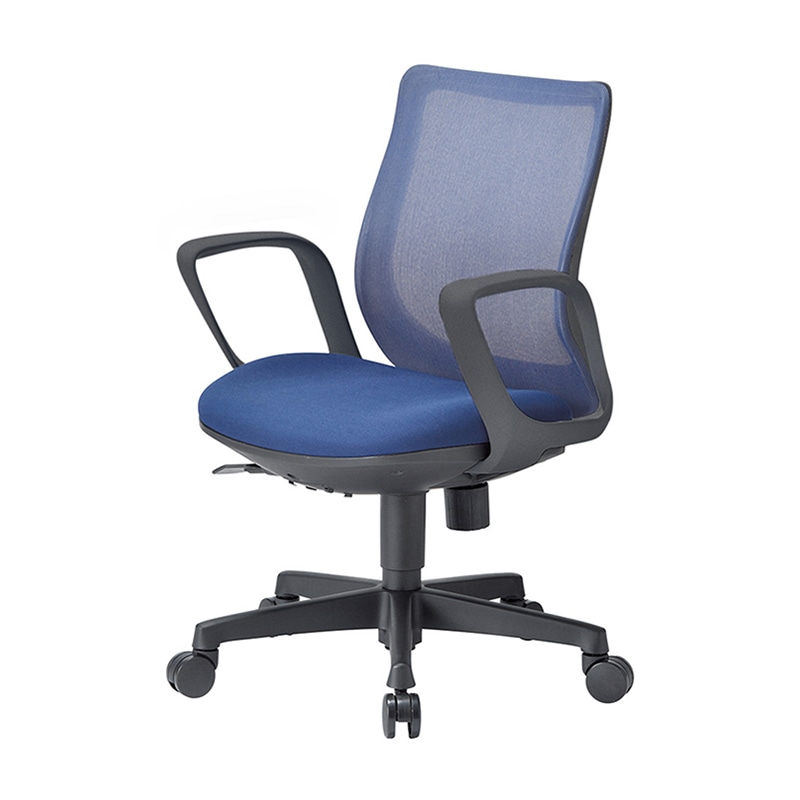 AICO オフィスチェア　ローバック　サークル肘タイプ ブラックシェル／ダークブルー OA-3215B-FBJ 1台（ご注文単位1台）【直送品】