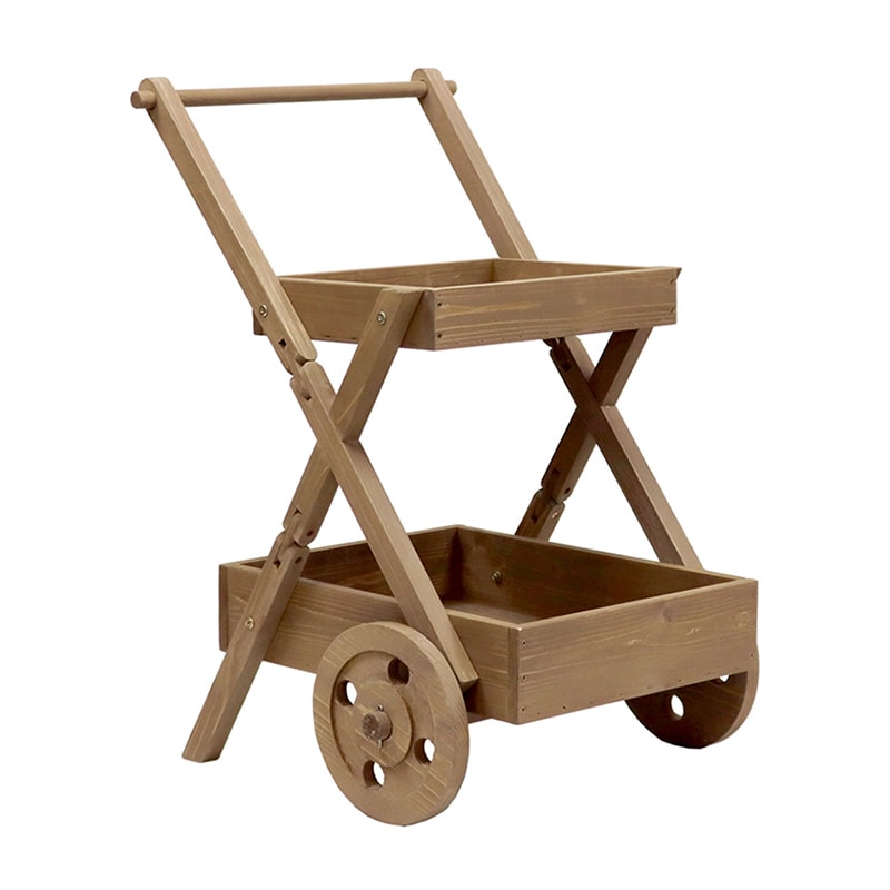 住まいスタイル 天然木製ワゴン型プランタースタンド ライトブラウン FW72LBR 1個(ご注文単位1個)【直送品】