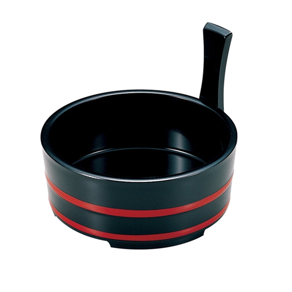 福井クラフト 桶型盛器 6寸片手桶 本体 黒朱ヒモ内朱 45023110 1個(ご注文単位1個)【直送品】