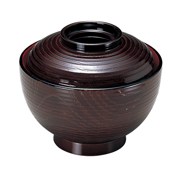 福井クラフト 耐熱丼 5寸 平筋丼椀 蓋親セット 栃 内朱 33500660 1個(ご注文単位1個)【直送品】