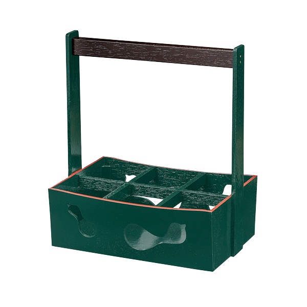 福井クラフト 木製ビール運び 6本入 グリーン天朱 81291220 1個(ご注文単位1個)【直送品】