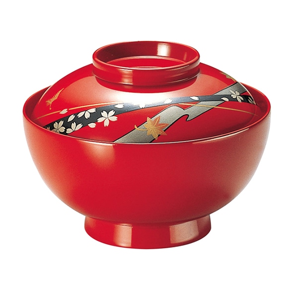 福井クラフト 木質 高雄煮物椀 蓋親セット 流れ帯春秋 手塗漆 蒔絵 内朱 32603260 1個(ご注文単位1個)【直送品】