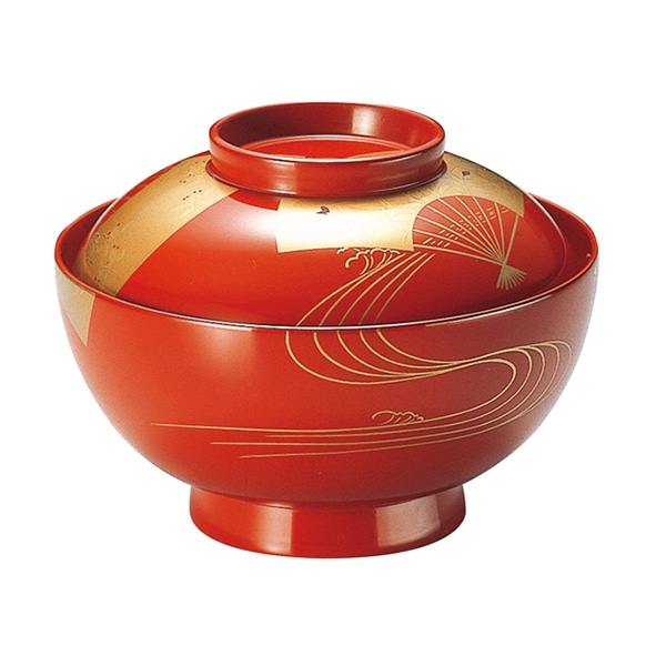 福井クラフト 木質 高雄煮物椀 蓋親セット 扇面見返し付 手塗漆 蒔絵 内朱 32603270 1個(ご注文単位1個)【直送品】