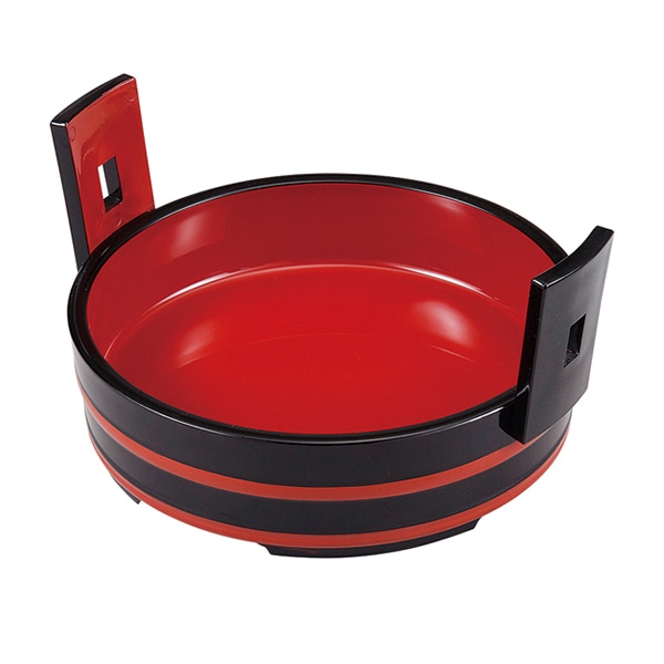 福井クラフト 桶型盛器 7寸手桶 本体 黒朱ヒモ内朱 45013310 1個(ご注文単位1個)【直送品】