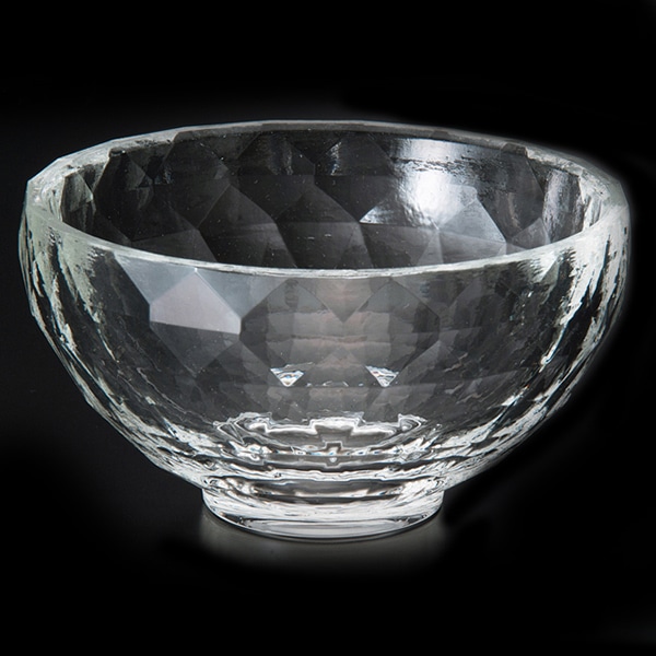 福井クラフト ガラス器 φ9.9cm 亀甲カットガラス鉢 透明