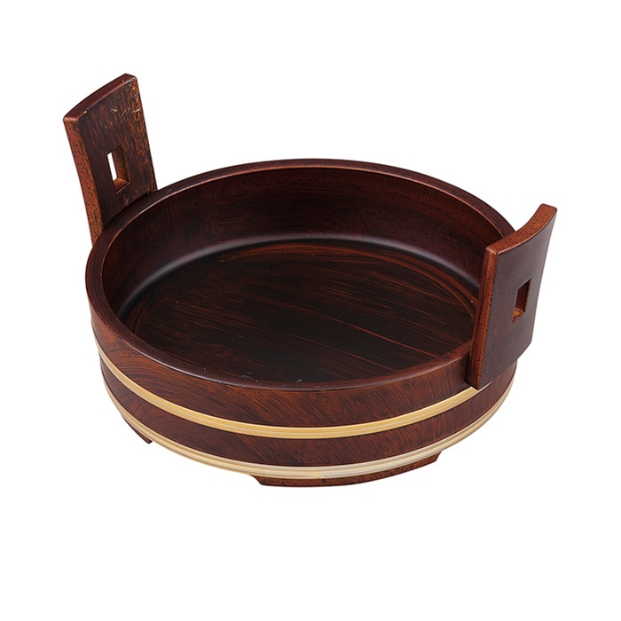 福井クラフト 桶型盛器 7寸手桶 本体 ブラウン刷毛目 51030914 1個(ご注文単位1個)【直送品】