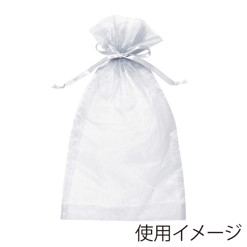 エスパック オーガンジーラッピング巾着 L ホワイト 6枚/袋(ご注文単位1袋)【直送品】