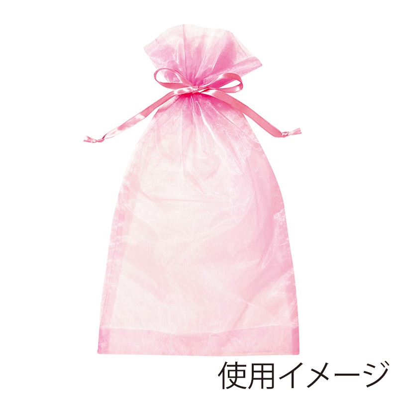 エスパック オーガンジーラッピング巾着 L ピンク 6枚/袋(ご注文単位1袋)【直送品】