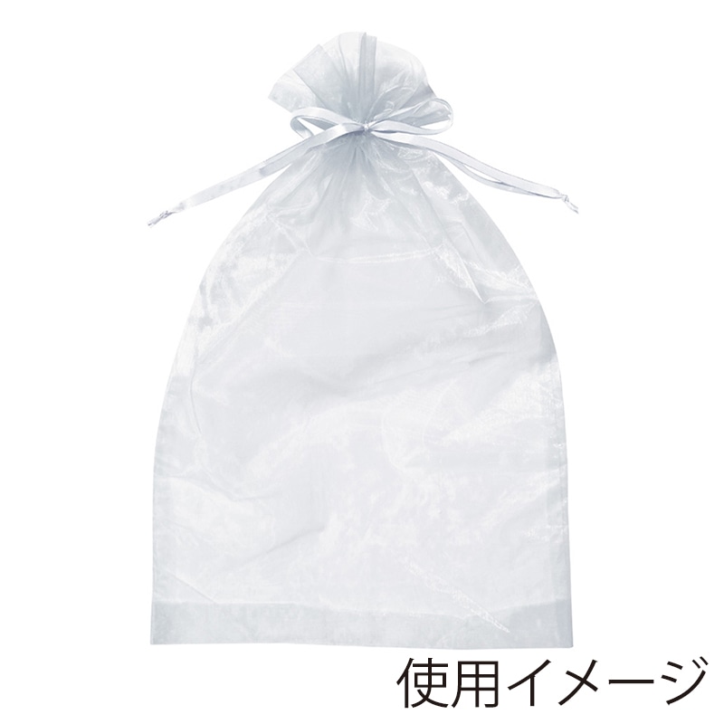 エスパック オーガンジーラッピング巾着 LL ホワイト 6枚/袋(ご注文単位1袋)【直送品】