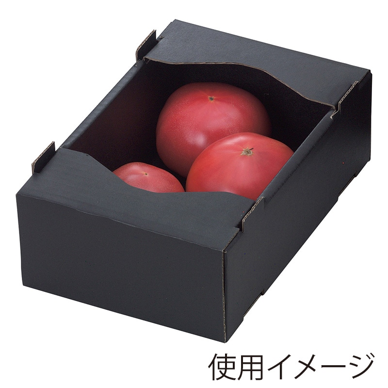 ヤマニパッケージ トマト箱 1kg 黒 サービス L-2067 25枚/束(ご注文単位6束)【直送品】