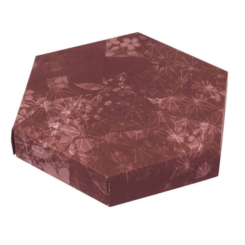 ヤマニパッケージ 和菓子箱 六角 小 あずき 19-610A 100個/束(ご注文単位2束)【直送品】