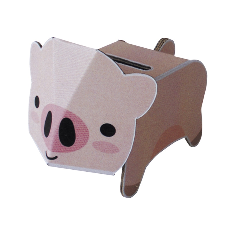ダンボール工作 貯金箱 ブタ 10入 45432 1パック（ご注文単位1パック