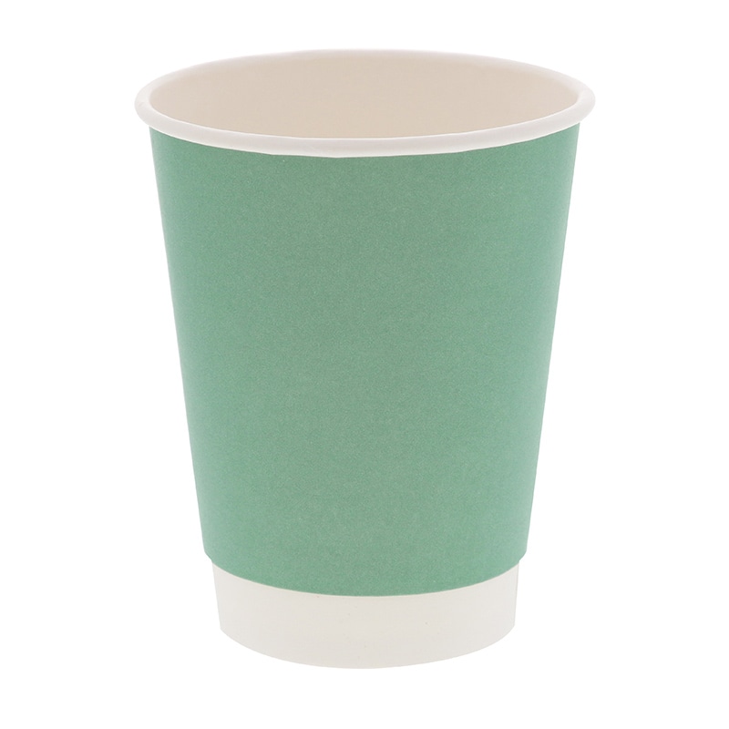 紙コップ 二重断熱カップ 12オンス(400ml) 口径90mm エレガントグリーン 25個/袋