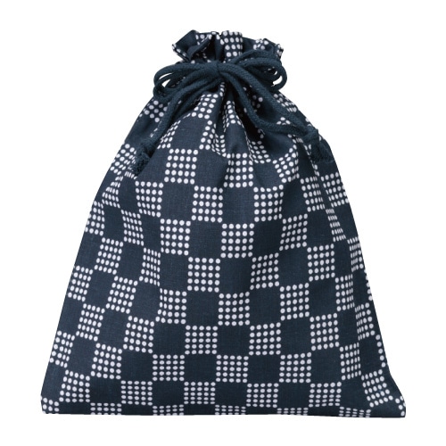 ㈱三和 コットン 和風柄巾着 市松柄 大 SW2126-3DB ネイビー 50枚/袋(ご注文単位1袋)【直送品】