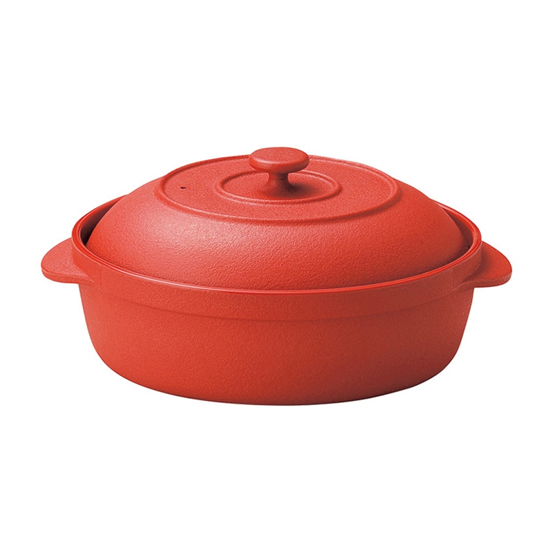 マイン 耐熱樹脂鍋 ミニココ 楕円 レッド M11-297 1個(ご注文単位1個)【直送品】